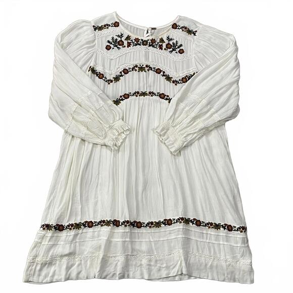 Free People Dresses & Skirts - Free People Pasadena Embroidered Mini Dress Long Sleeve White Size Large